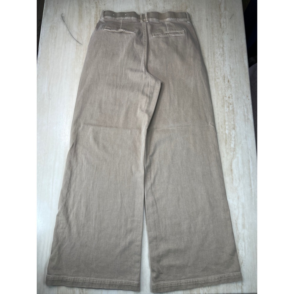 American Eagle Super High-Rise Wide Leg Pleated Khaki Pants Tan Size 10 Long - Picture 6 of 15